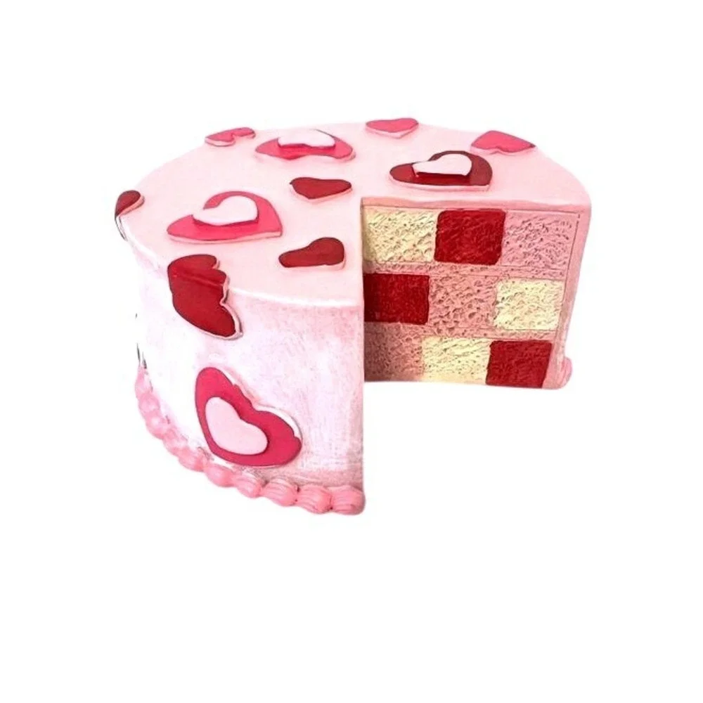 Valentine's Heart Cake Slice Sculpture‎ Table Decor Valentine Decor Set of 2 NEW